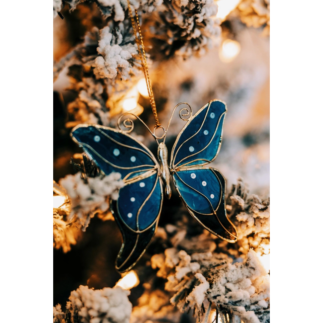 Blue Butterfly Capiz Ornament