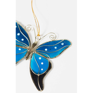 Philippines Blue Butterfly Capiz Ornament