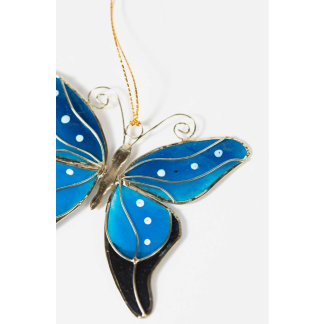Blue Butterfly Capiz Ornament