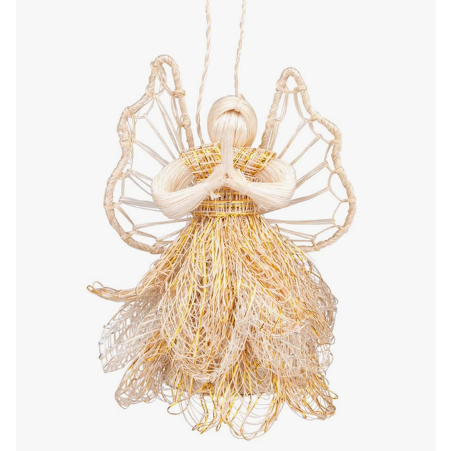 Praying Sinamay Angel Ornament