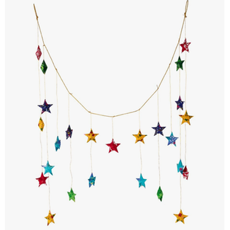 Bangladesh Upcycled Sari Multicolour Doorway Stars Bangladesh Upcycled Sari Multicolour Doorway Stars