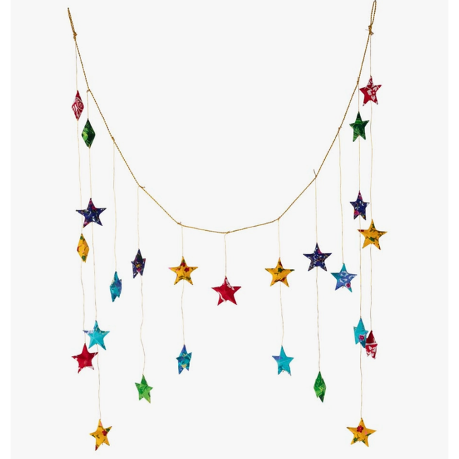 Upcycled Sari Multicolour Doorway Stars