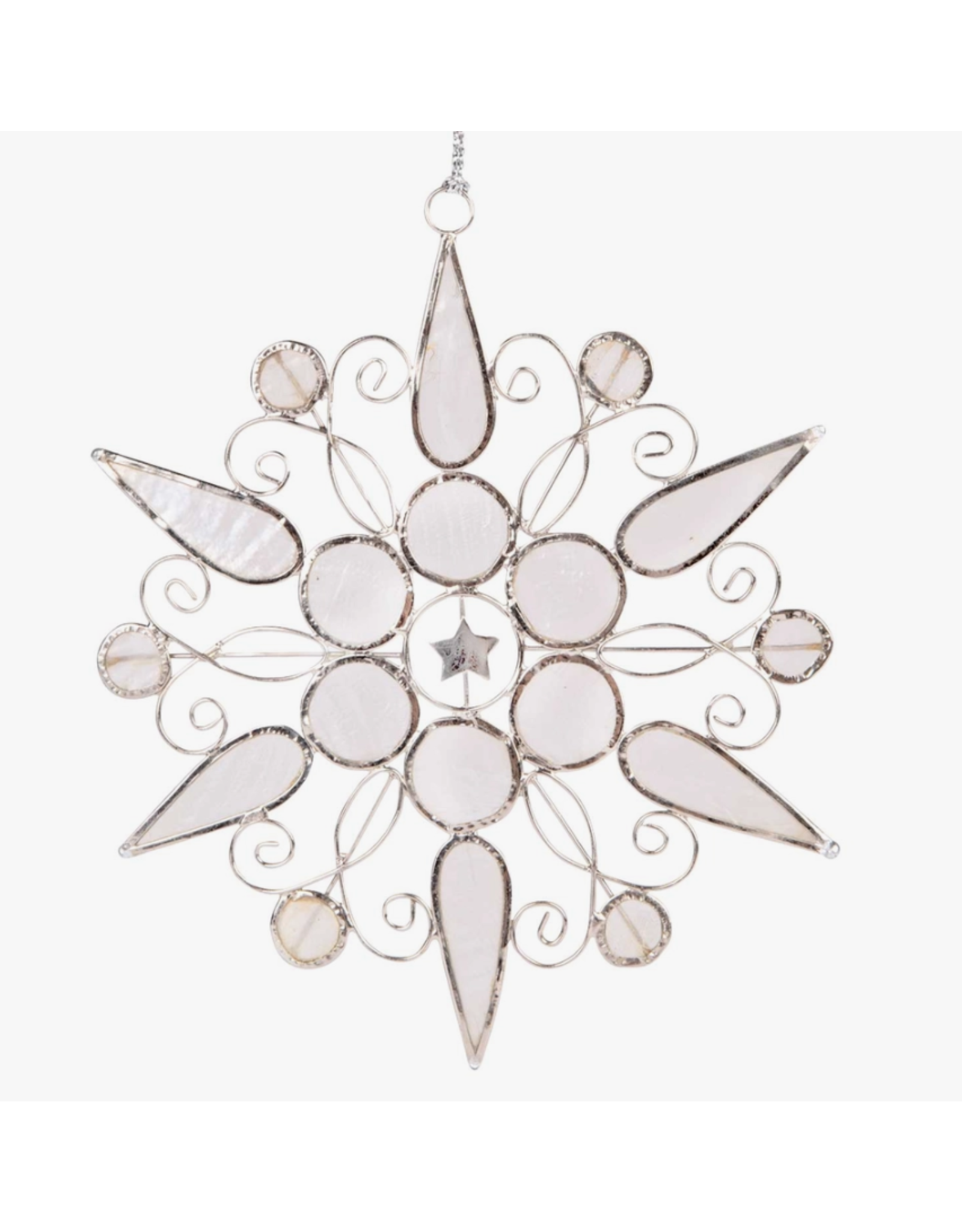 Philippines White Capiz Snowflake Ornament, Philippines