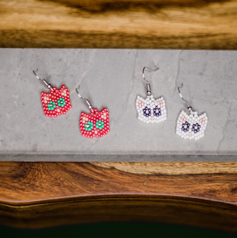 Hanging cat earrings clearance