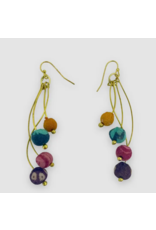 India Upcycled Sari Wavy Drop Earrings, India