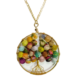 India Upcycled Sari Tree Of Life Necklace