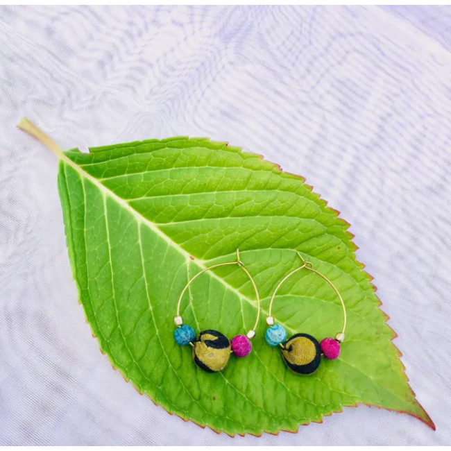 Sari Bead Small Hoop Earring