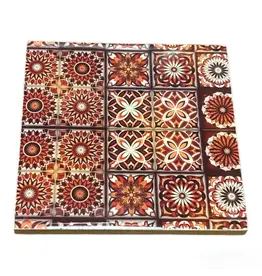 India Square Mandala Coaster - Brown