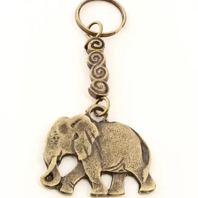 Brass Elephant Keychain