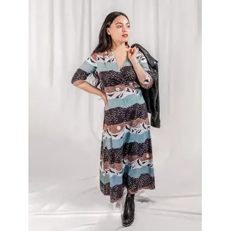 India Aditi Wrap Dress Mountain Stripe India Aditi Wrap Dress Mountain Stripe