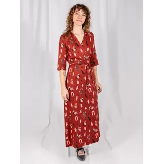 India Aditi Wrap Dress in Modern Objects India Aditi Wrap Dress in Modern Objects