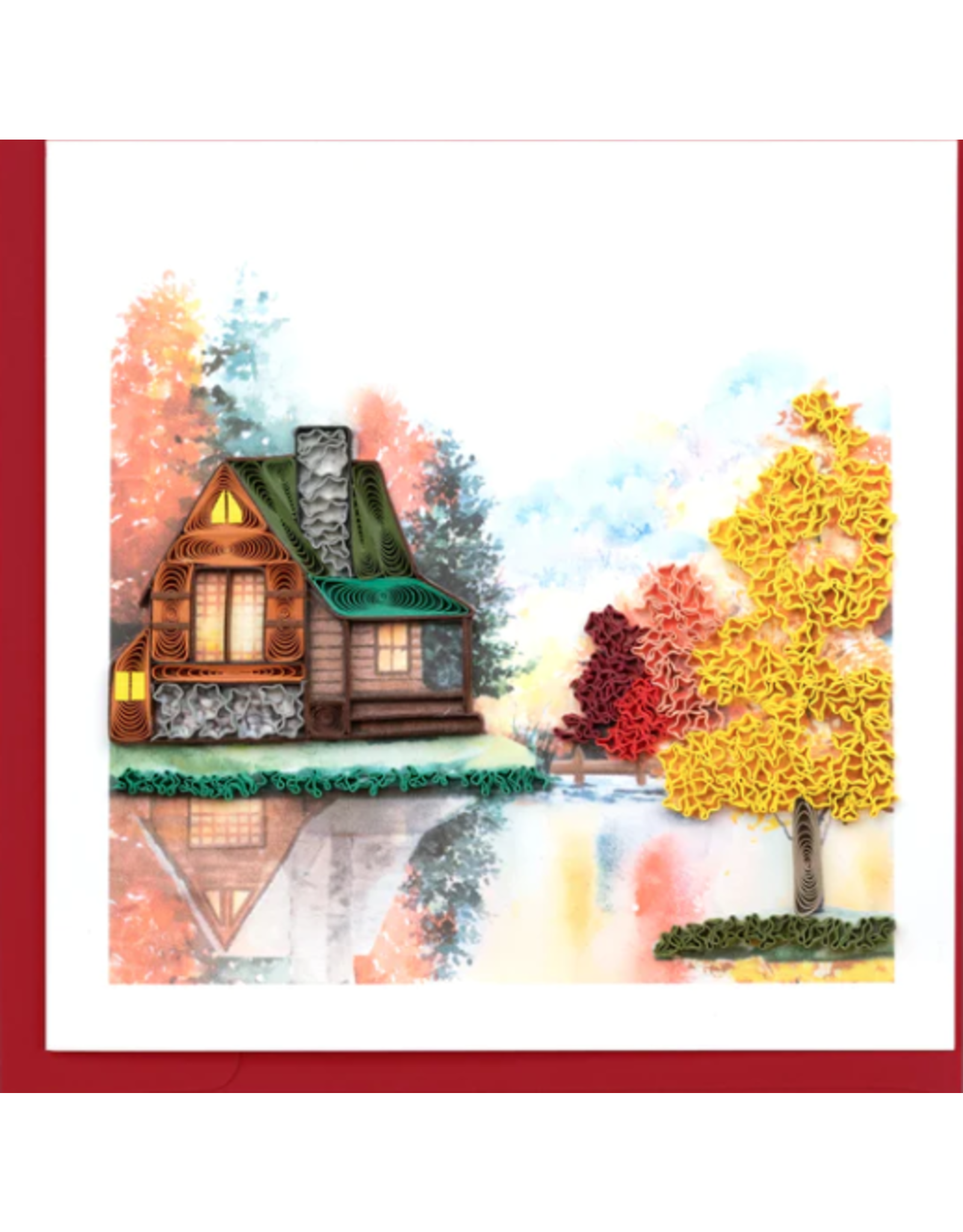 Vietnam Quilled Cozy Autumn Cabin Card, Vietnam