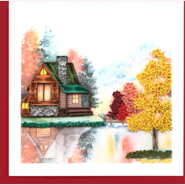 Quilled Card - Cozy Autumn Cabin