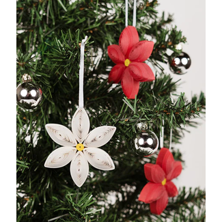 Vietnam Quilled Poinsettia Ornaments (set of 3) Vietnam Quilled Poinsettia Ornaments (set of 3)