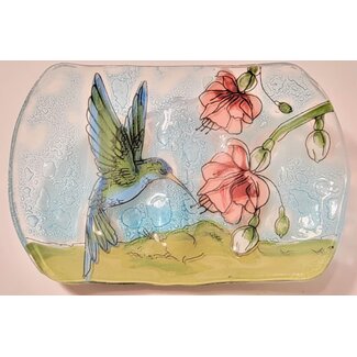 Ecuador Fused Glass Soap Dish -  Hummingbird