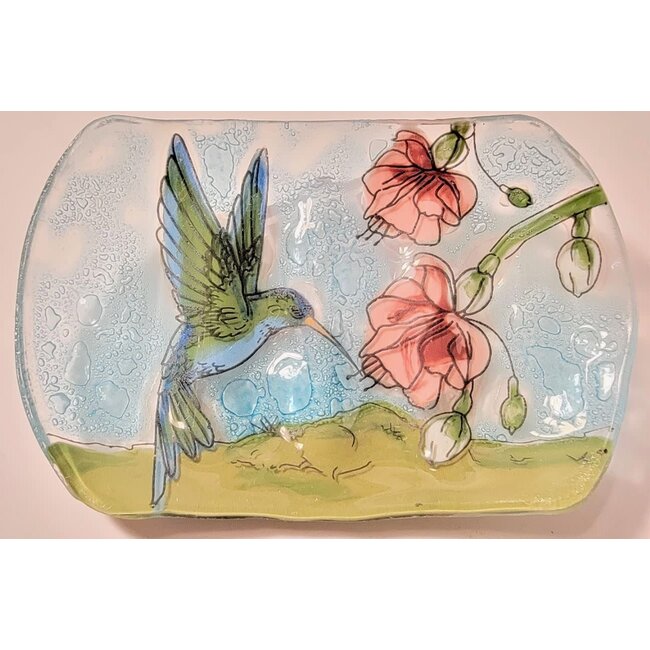Fused Glass Soap Dish -  Hummingbird