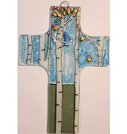 Ecuador Fused Glass Birch Tree Cross, Ecuador