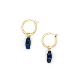 Jambumani Amethyst Bead Brass Hoop Earrings, India - Village Goods