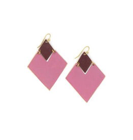 India Blush & Burgundy Rhombus Earrings, India