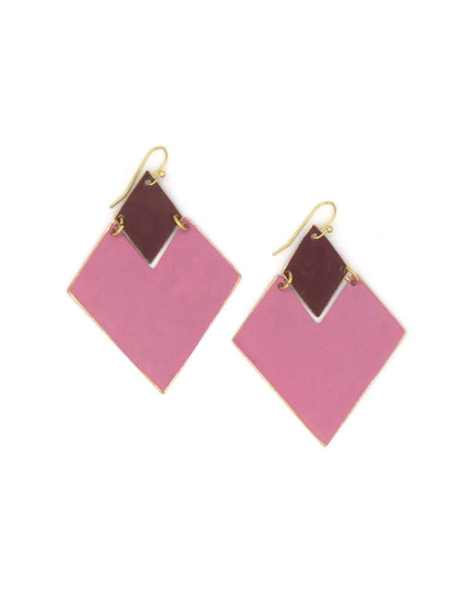 India Blush & Burgundy Rhombus Earrings, India