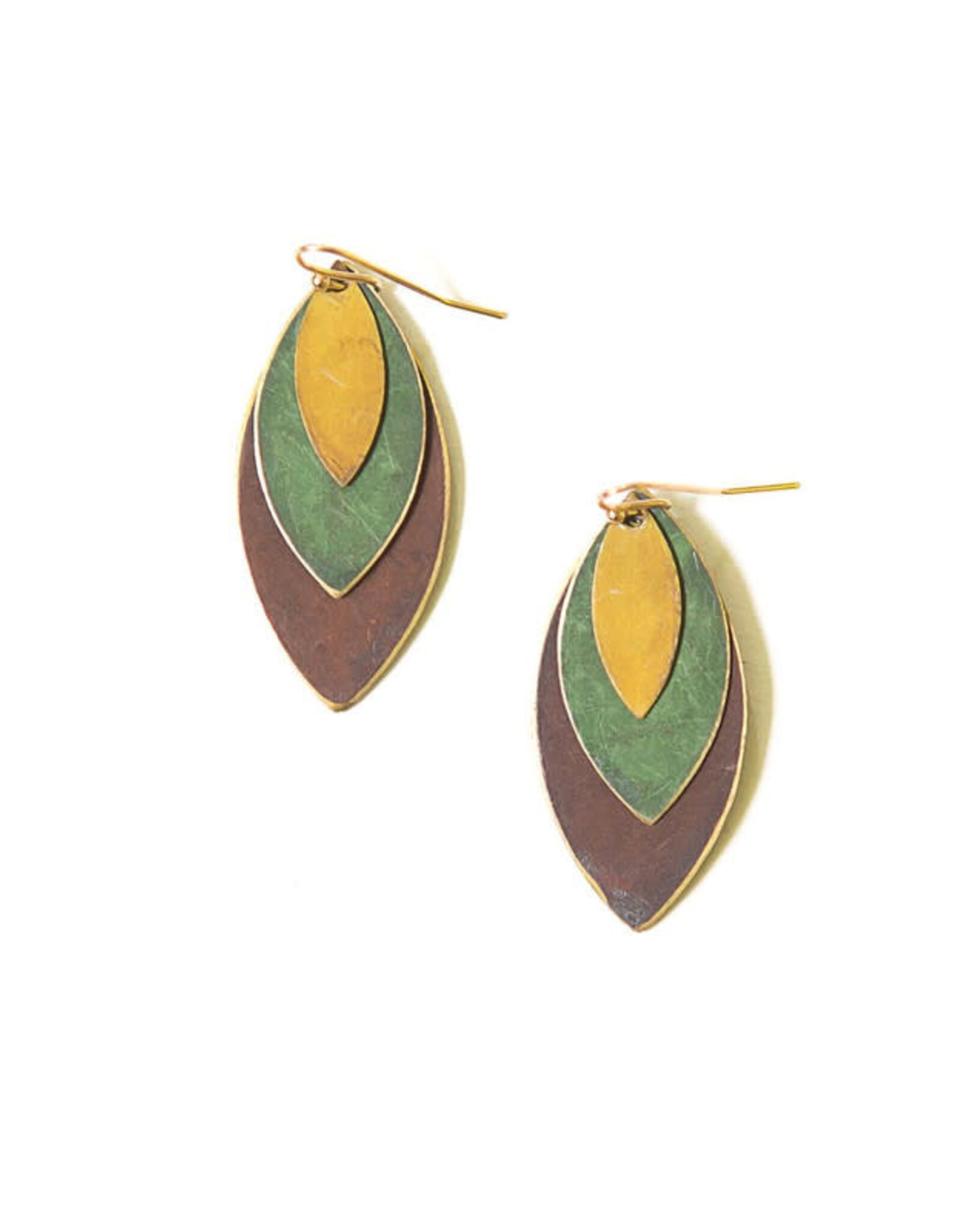 India Autumnal Tones Leaf Earrings, India