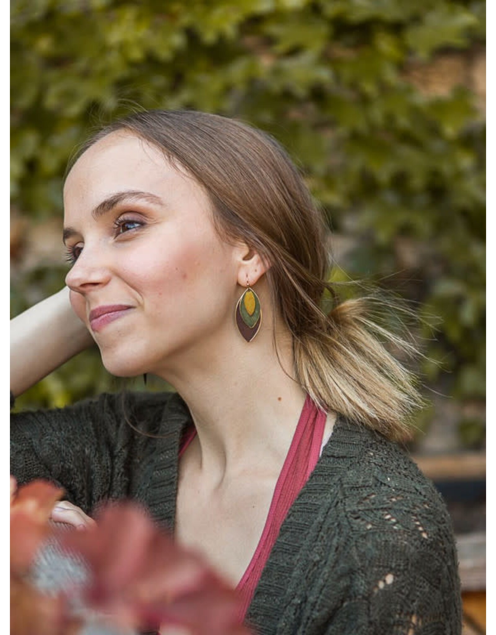 India Autumnal Tones Leaf Earrings, India