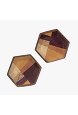 India Wood Hexagon Stud Earrings, India