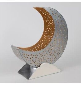 India Silver Crescent Moon Candleholder, India
