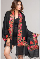 India Taj Embroidered Wool Shawl, India