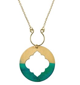 India Ashram Window Drop Necklace w/ Teal, India