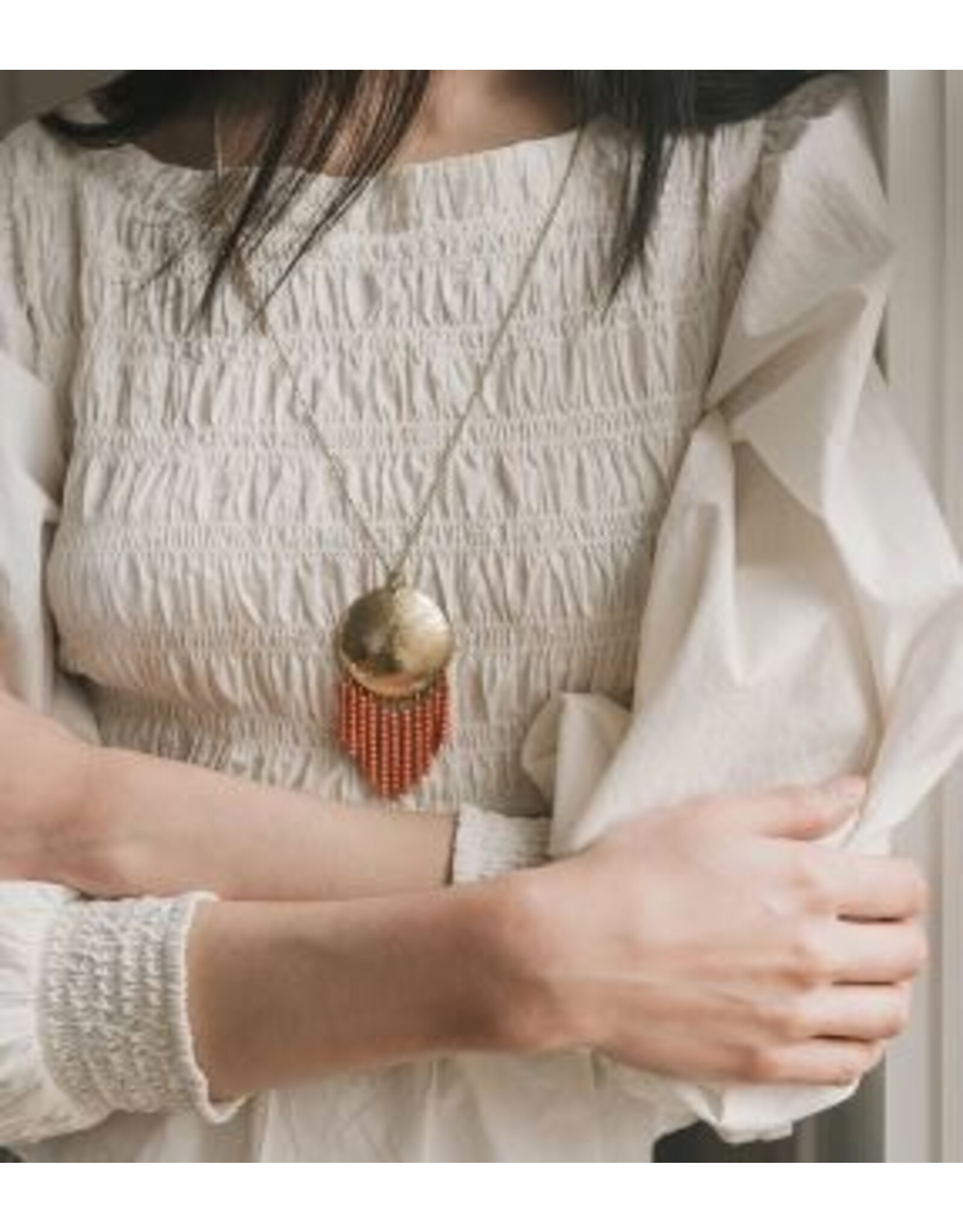 India Chaya Coin & Fringe Drop Necklace