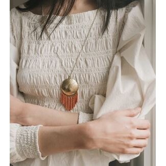 India Chaya Coin & Fringe Drop Necklace