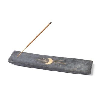 India Incense Holder - Indukala Moon Black Marble
