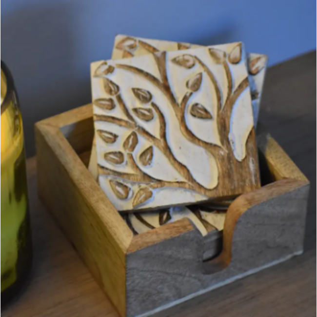 Mango Wood Tree Branch Coasters (Set of 6)