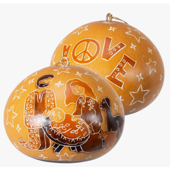 CLEARANCE Peace Nativity Gourd Ornament