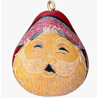 Peru Santa Smile Mini Gourd Ornament