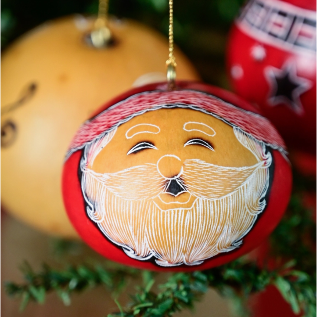 Santa Smile Mini Gourd Ornament