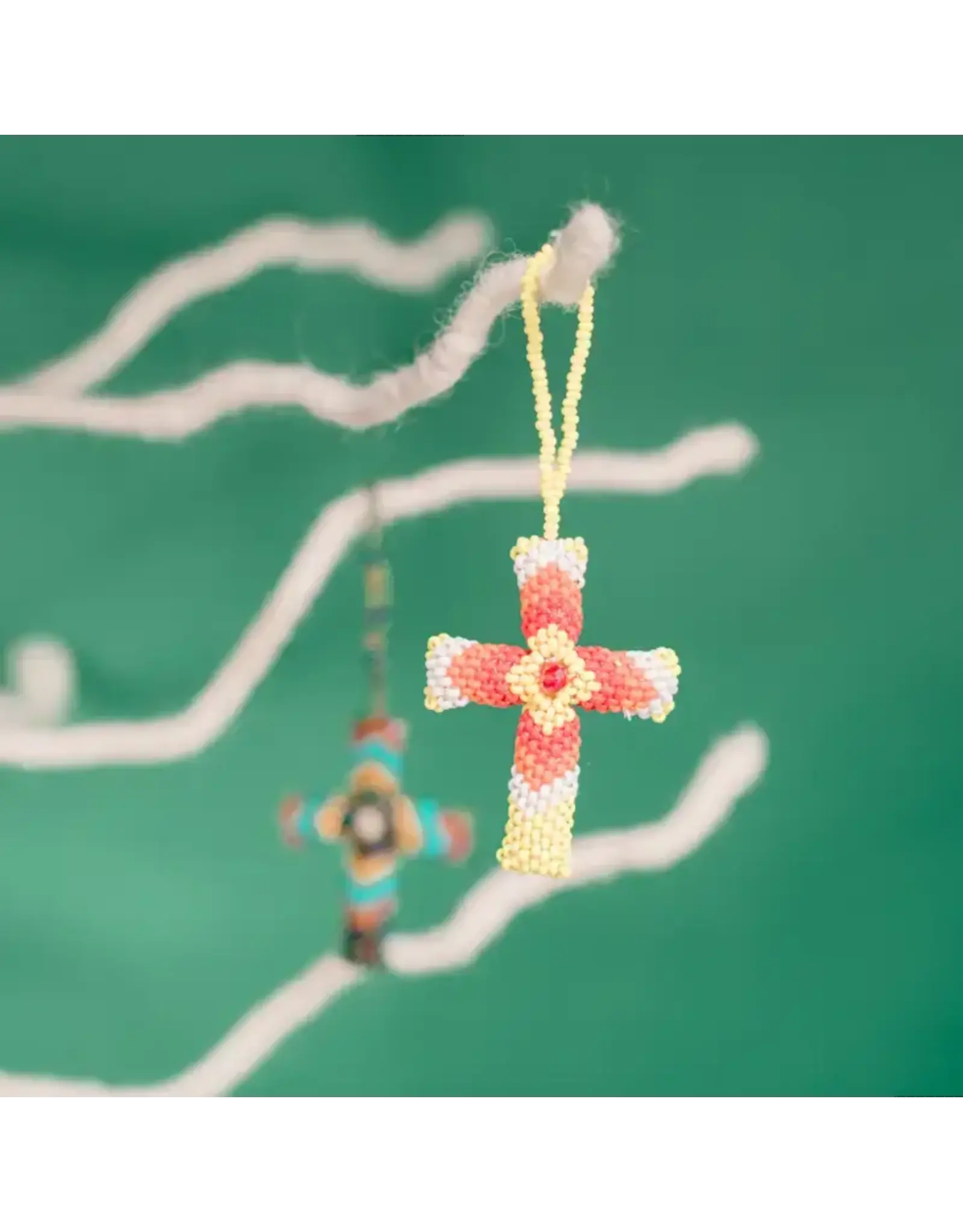Guatemala CLEARANCE Beaded Cross Ornament, Guatemala