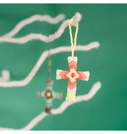 Guatemala CLEARANCE Beaded Cross Ornament, Guatemala