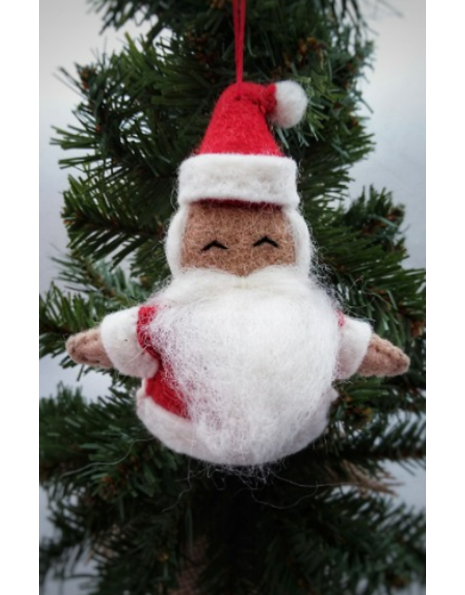 Nepal Cheerful Felt Santa Ornament, Nepal