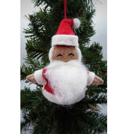 Nepal Cheerful Felt Santa Ornament, Nepal