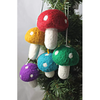 Nepal Felt Mushroom Ornament