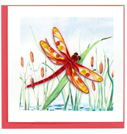 Vietnam Quilled Red Dragonfly & Cattails Card, Vietnam