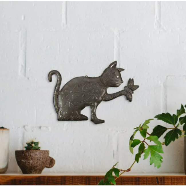 Playful Kitty & Butterfly Cut Metal