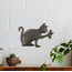 Haiti Cut Metal Steel Drum Wall Art - Playful Kitty & Butterfly