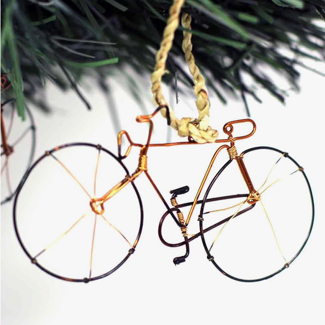 Recycled Wire Bike Ornament