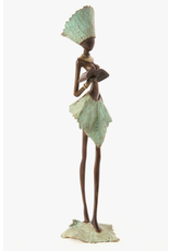 Burkina Faso Lady on a Leaf Lost Wax Statue, Burkina Faso