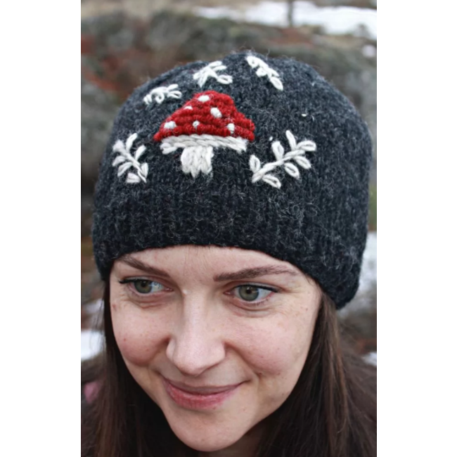 Fleece Lined Knit Wool Mushroom Hat