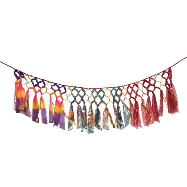 Upcycled Sari Macrame Bunting