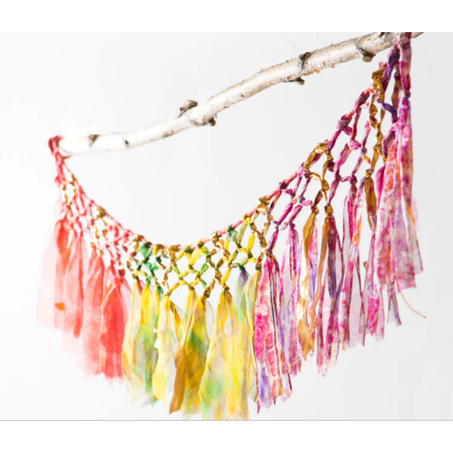 Upcycled Sari Macrame Bunting
